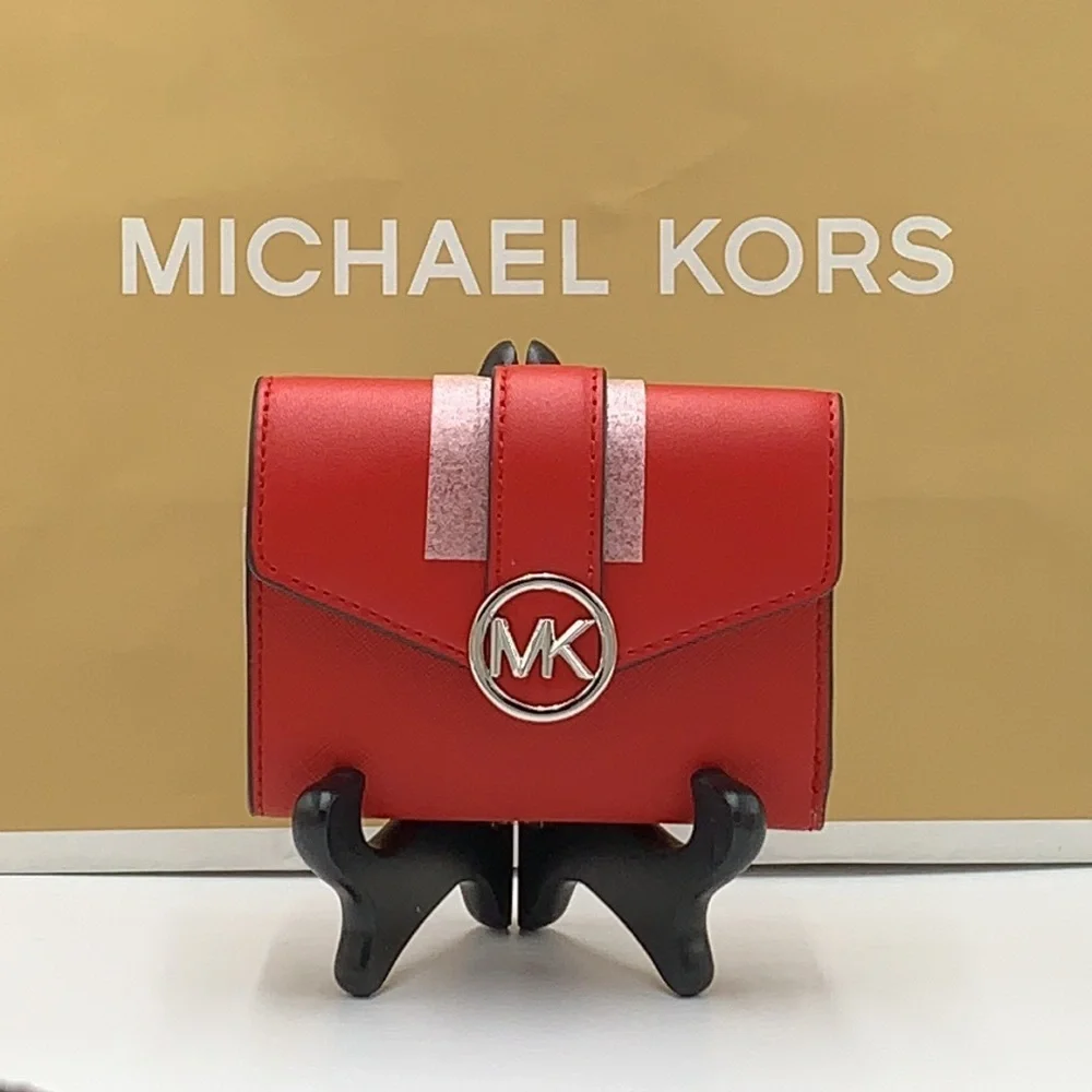 MICHAEL KORS Carmen Medium Faux Leather Wallet BRIGHT RED COLOR